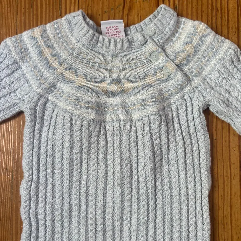 Tahari light blue cable knit long sleeve‎ bodysuit SIZE 6-9M